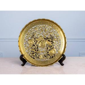 Support, Base, Serving Tray Or Tray In Bronze, On Claw Feet, Decorated
