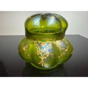 Iridescent Green Lötz Vase With Hand-painted Gold Decoration, Johann Lötz Witwe (loetz) Dek I/439