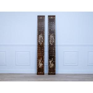 Indochina, Panels Inlaid With Mother-of-pearl, Ironwood
