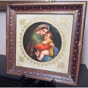 Porcelain Painting Of The Virgin And Child