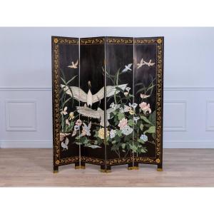 Wooden Screen Decorated With Coromandel Lacquer, China, Early 20th Century