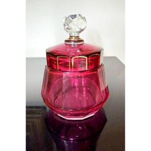 Bohemian Moser Cranberry Or Pale Ruby Art Glass Jewelry Box