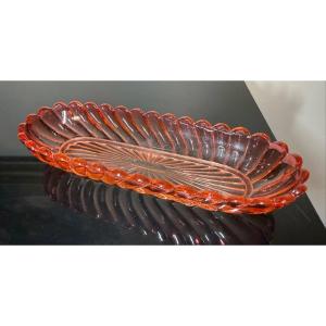 Trinket Dish, Antique Baccarat Crystal "pink Twisted Bamboo"