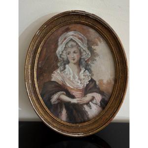 Based On Gainsborough Dupont's Miniature Portrait Of Mrs. Harry Linton.