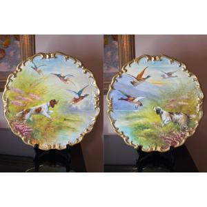 Pair Of Limoges Porcelain Wall Plates Or Dishes