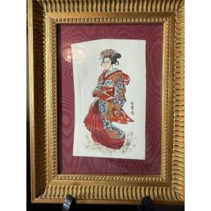 Hand-painted Miniature On Ivory, Asian, Japanese