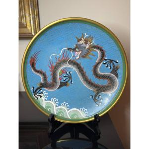 Cloisonné Enamel Asian Dragon Serving Plate