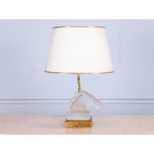 Glass And Brass Lamp From Le Dauphin