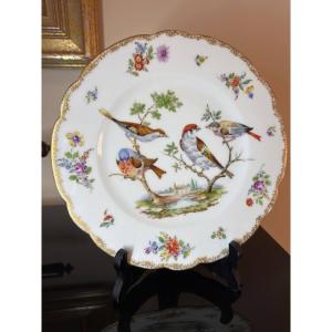 Limoges Porcelain Plate Decorated With Birds And Flowers