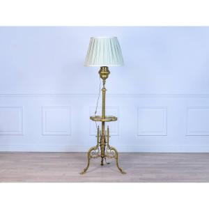Gilded Bronze Floor Lamp/pedestal Table
