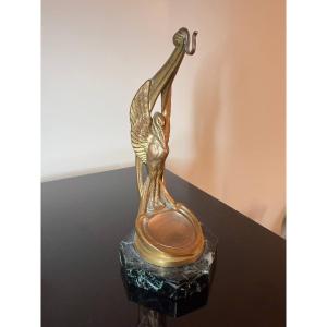 Bronze Gousset Watch Holder, Signed Frecourt