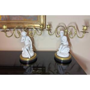 Pair Of Mounted Cookies And Bronze, Napoleon III Period