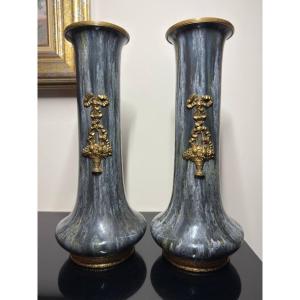 In The Sèvres Style, Pair Of Glazed Ceramic Vases