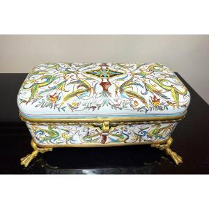 Jewelry Box, Hand-painted Box L.m & Co De Creil Et Monterea