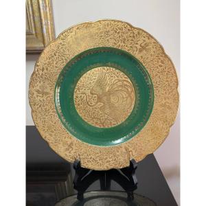 Plate In Limoges Porcelain L.d Décor Gold