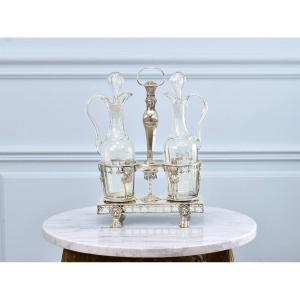 Antique Silver Oil And Vinegar Set In The Directoire/consulate Style