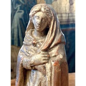 Virgin Of The Annunciation In Silver Carved Wood Seventeenth Time