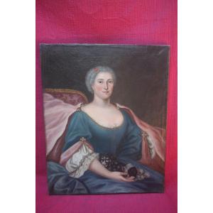 Lady Of Quality And Her Dog 18th Century.