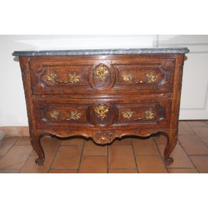 Walnut Chest Of Drawers, Turquin Marble Top, Regency Period, 18th Century, Provence.