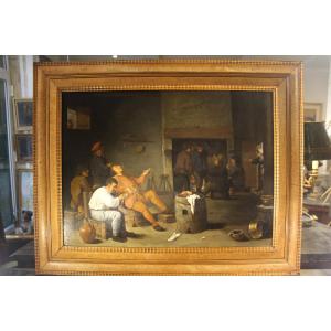 The Tavern, Oil On Panel, Flemish School, 17th Century.
