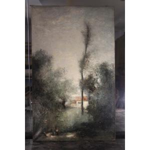Landscape By The Water, Signed By Paul-désiré Trouillebert 1831-1900