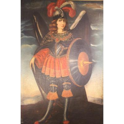 "angel Arquebusier", School Of Cuzco, 19th Century.