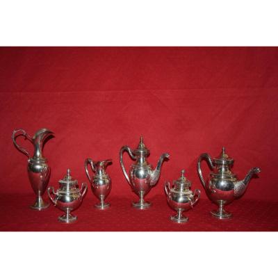 Service à café et à thé en argent massif de la Maison Greggio, Italie, XXe siècle.