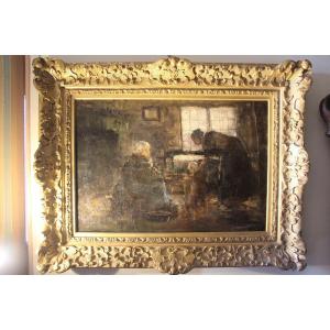 "reading", Ecole Du Nord, 19th Century.