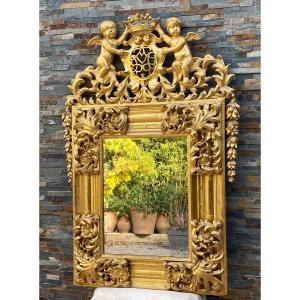 Spectacular Louis XIV Mirror In Golden Wood