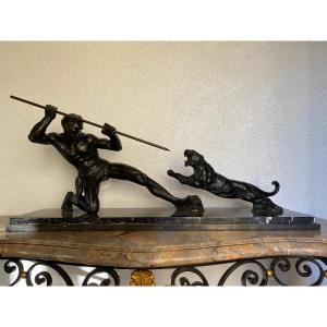 Bronze Art Deco The Hunter The Lion By Salvatore Mélanie