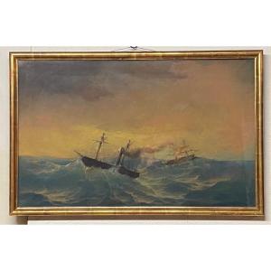 Boats In The Storm Vincent Courdouan 1810 1893