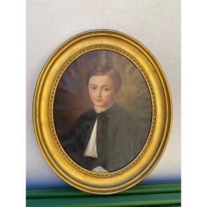 Portrait Of A Child Oil On Canvas 19th