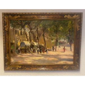 Charles Vionnet Market Scene Avignon