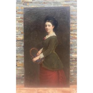 Young Girl With A Basket Of Flowers 