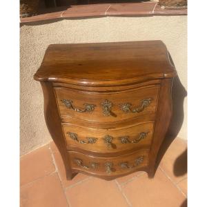 Small 18th Century Chest Of Drawers, Curved On All Sides 