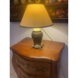 Bronze Lamp With Two Patinas Japan
