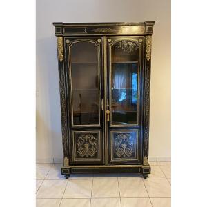 Napoleon III Brass Marquetry Bookcase 
