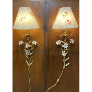 A Pair Of Silvered And Gold Bronze Wall Sconces 