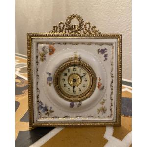 Small Earthenware And Bronze Clock, Late 19th Century