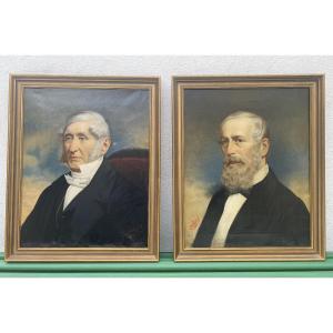 Portrait Of Two Men Of Quality Forming During The 19th Century