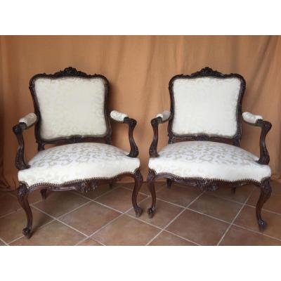 Pair Of Armchairs In The Queen Louis XV