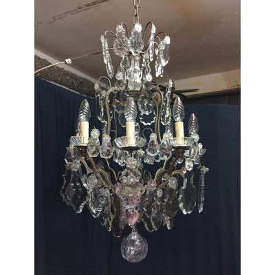 Chandelier Cage In Bronze And Crystals