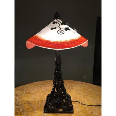 Large Art Deco Lamp Signed Degué