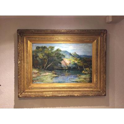 Grand Tableau Représentant Le Gapeau Domaine De Castille Var