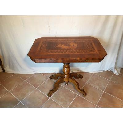 Rectangular Pedestal In Marquetry 19th