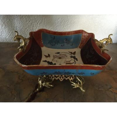 Earthenware And Bronze Cup Sarreguemines