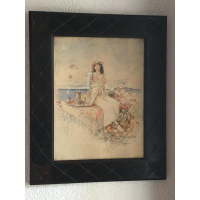 Orientalist Watercolor Signed Louis Émile Bertrand