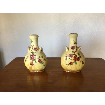 Pair Of Small Vases Signed Clément Massier