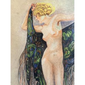 Drawing Of Naked Woman, Art Deco Period, France