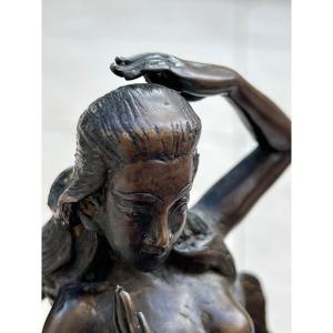 Pair Of Siren Shape Handle In Bronze, Mandalay Foundry, XXth Century Burma